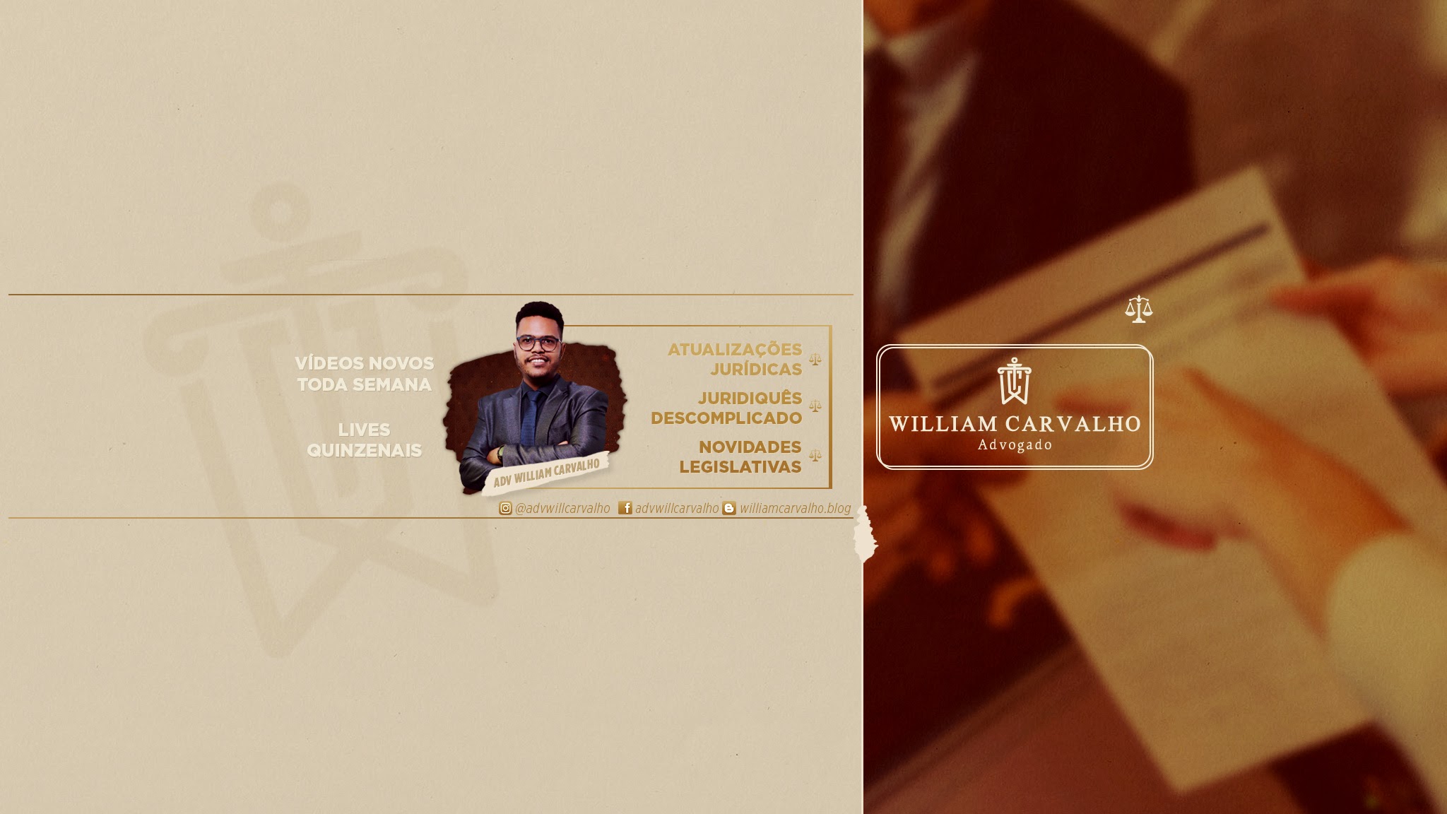 Advogado William Carvalho YouTube banner