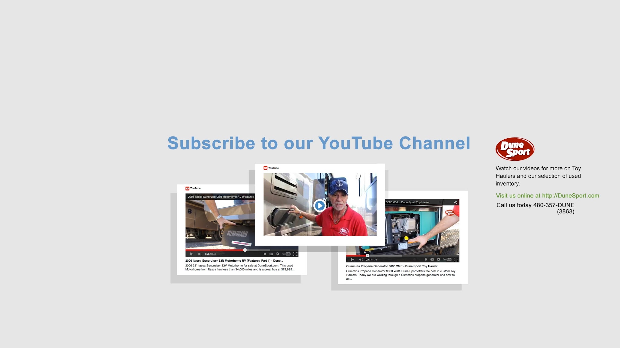 Dune Sport - Custom Toy Haulers and RV Dealer YouTube banner